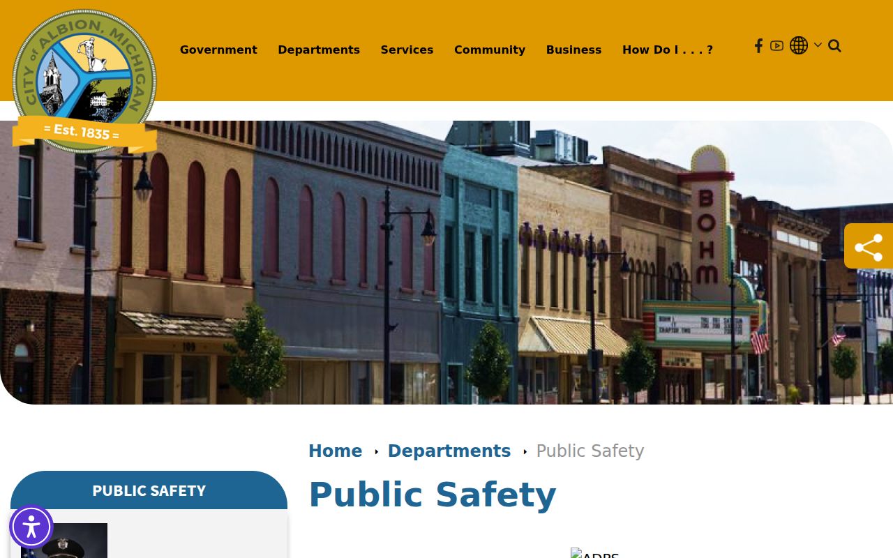 Calhoun County warrant records in Albion: city public safety police and fire station at city hall