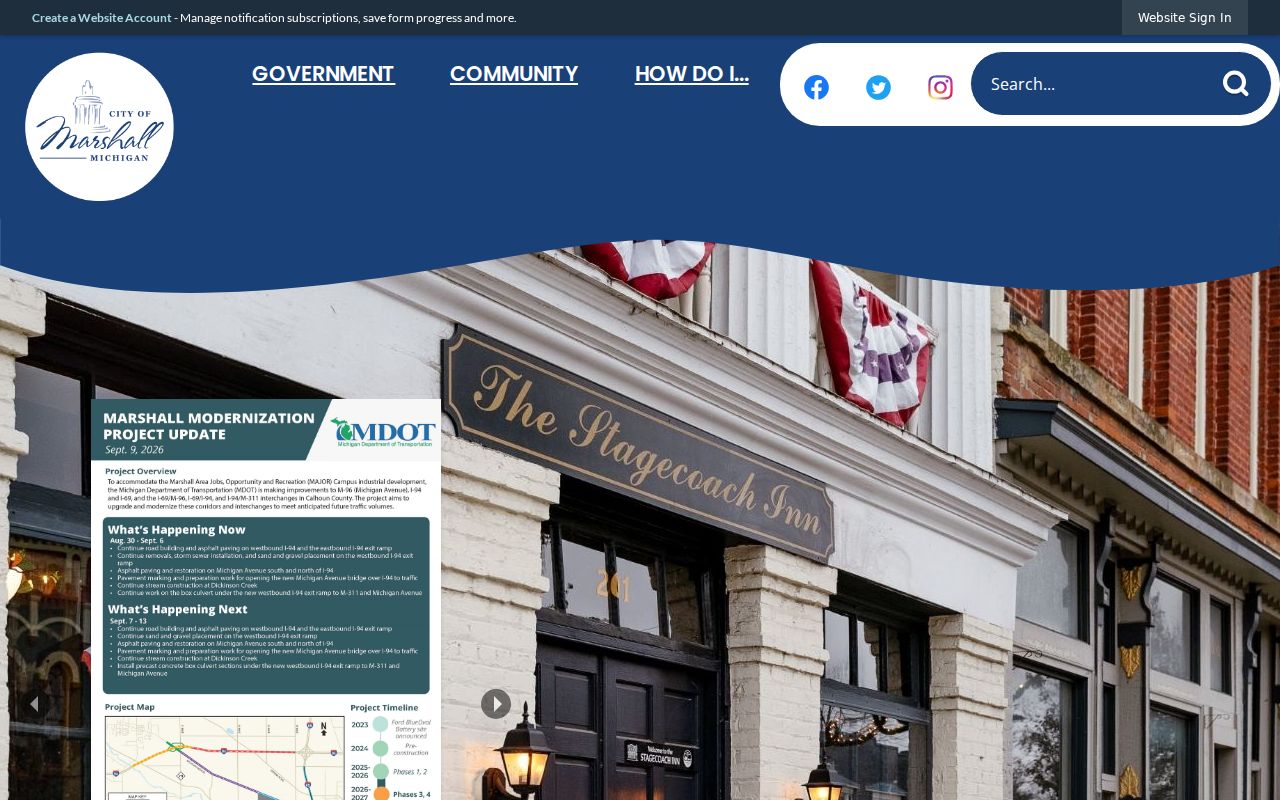 Calhoun County warrant records in Marshall: official city site for City Hall and civic building context